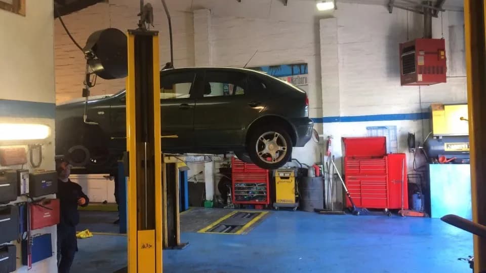 Inside the M & M Auto Repairs workshop on Harbour Road, Inverness
